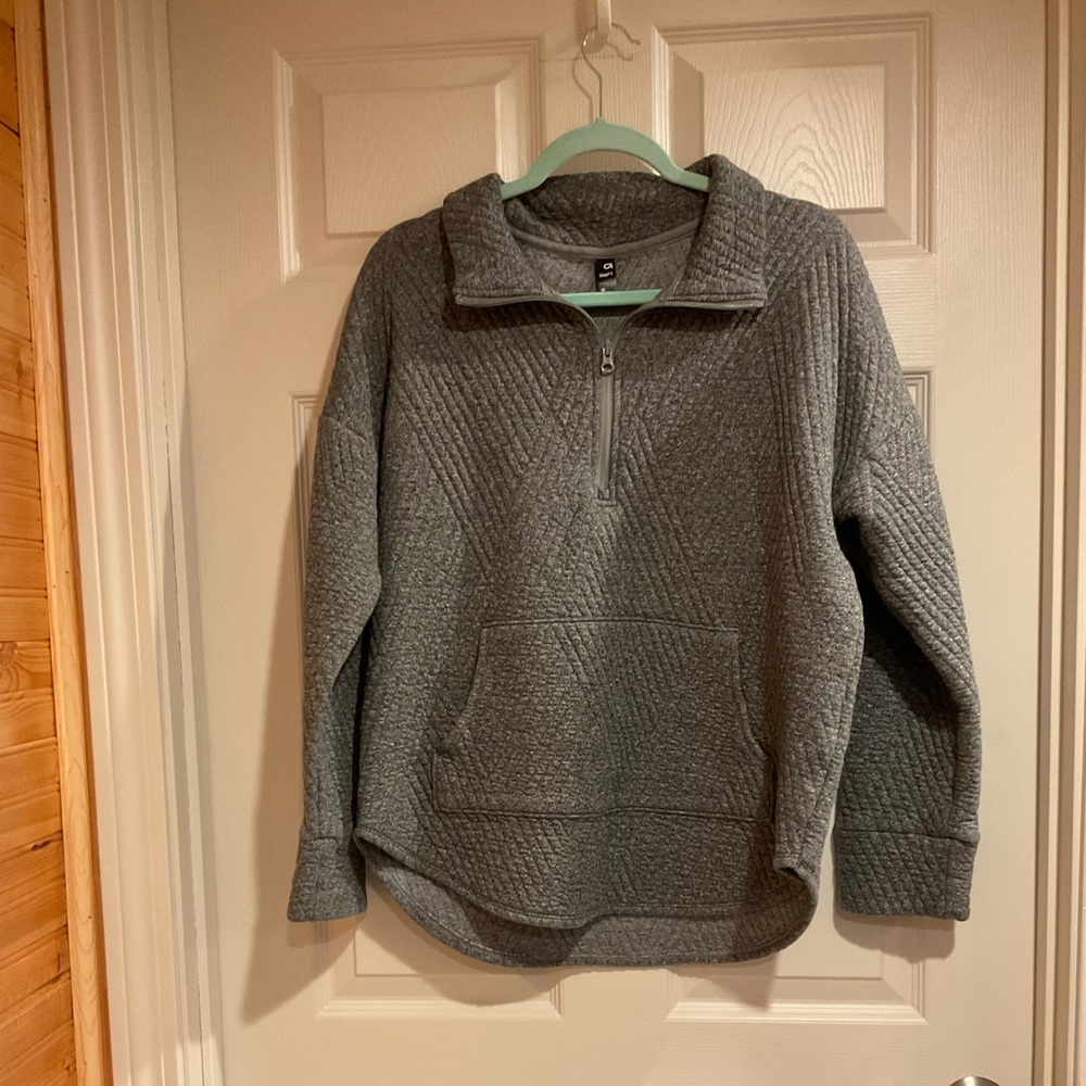 GAP Gray Textured Quarter-Zip Women's Sweater